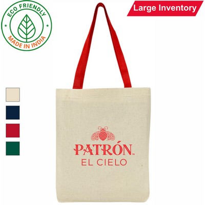 7 oz Canvas Tote Bag | Reusable Gusseted Everyday Market Grocery Red (14x15x2)