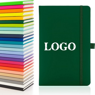 A5 Custom PU Leather Hardcover Lined Journal Notebook w/160 Numbered Pages