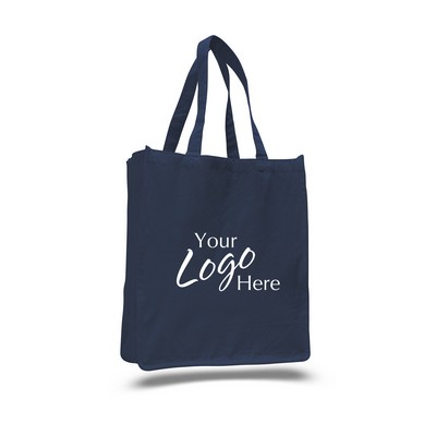 Canvas Jumbo Shopper Bag 14" W x 17" H with 7" Gusset (Navy Blue)
