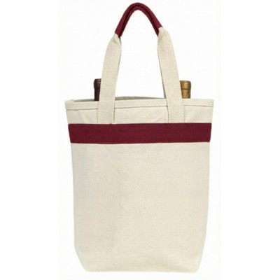 Blank 2 Bottle Elite 12 oz Canvas Wine Tote Bag | Travel Gift Carrier Maroon (10x11x3.5)