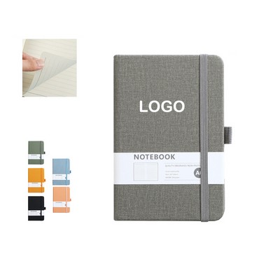 A6 PU Textile Texture Notebook With Elastic Band
