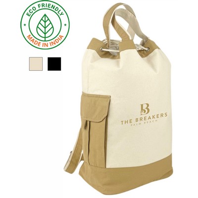 Sports 12 oz Canvas Travel Duffel Bag | Upright Hiking Backpack Sand Beige (18x19x8)