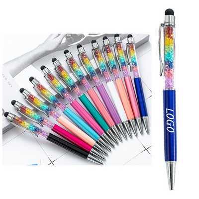 2-in-1 Rainbow Crystal Ballpoint Pen w/ Stylus