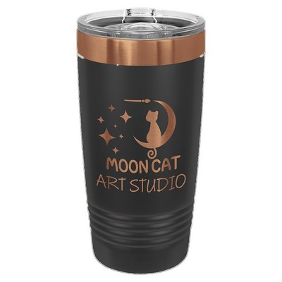 20oz Tumbler polar camel travel tumbler | Black powder coat/Rose gold plated
