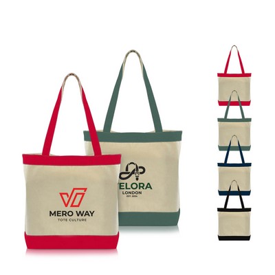 Stylish Two Tone Striped Canvas Tote