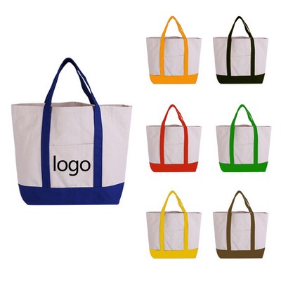10oz Eco Friendly Large Capacity Cotton Canvas Boat Tote Bag 17"x13"x4"